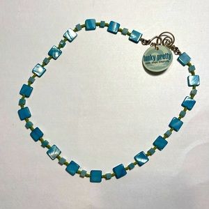 Blue and Green Handmade Glass Beaded Choker Necklace